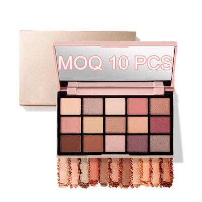 China High Quality Packaging 15 Colors Vegan Eyeshadow Palette Waterproof Custom Makeup Private Label In Stock Metallic Orange Satin Nude Cosmetics for sale