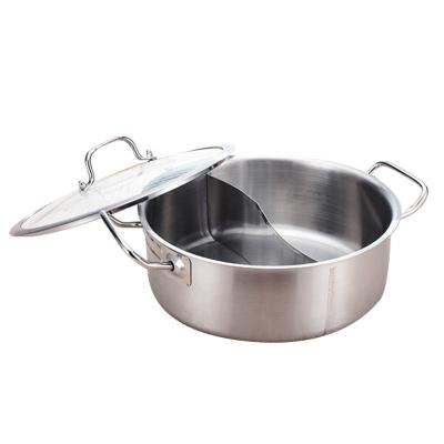 China Sustainable Factory Induction Restaurant Soup Pot Metal Stainless Steel Chinese Cooking Hot Pots With Divider Te koop