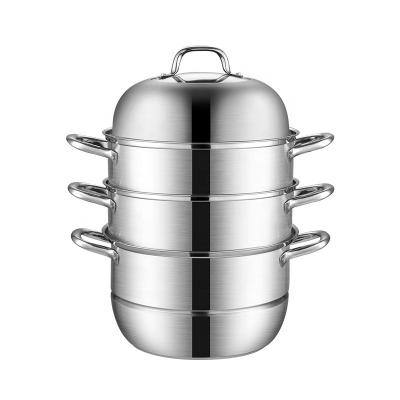 China 304 Stainless Steel Kitchen Cooker Stocked Multilayer Cooking Pot With Steamer Drawer Double Bottom Pot Te koop