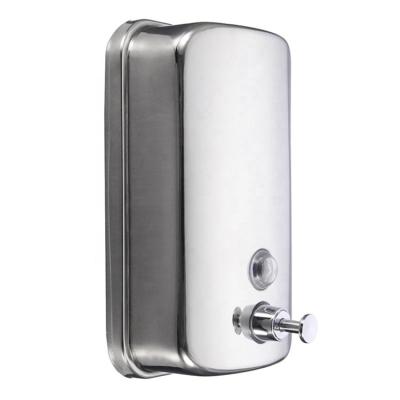 China Foam Polish Wall Mounted Manual Soap Dispenser 1000ml/1L Stainless Steel Mirror Shower Gel Container Hand Soap Dispenser For Hotel Mall Home for sale