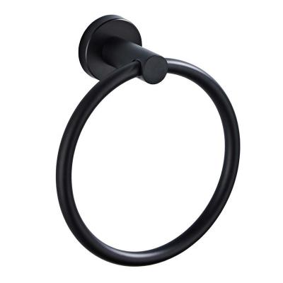 China Hot Sale 304 Stainless Steel Bathroom Manufacturer Hotel Modern Bathroom Accessories Black Towel Ring for sale