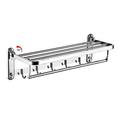 중국 BRIEF Hot Sale Bath Fittings 304 Stainless Steel Wall Mounted Bathroom Towel Rack Racks With Hooks 판매용