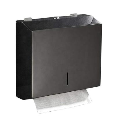 China Modern Black Glossy Stainless Steel Commercial Paper Towel Dispenser Wall Mounted Paper Holder For Hand Towel zu verkaufen