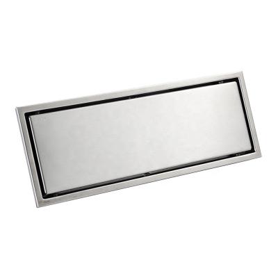 中国 Modern 300x100mm 304 Stainless Steel Customized Linear Swept Surface Long Floor Drain With Invisible Tile Insert Grate Cover 販売のため