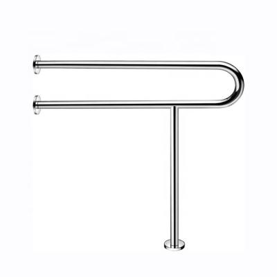 China New Style SUS304 Stainless Steel Metal Railing Bathroom Toilet Grab Rails Wall To Floor Handicap Safety Disabled Grab Bar For Elders for sale