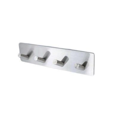 중국 Sustainable Hot Sale Stainless Steel Coat Hook 4 Wall Mounted Farmhouse Hooks Self Adhesive 판매용