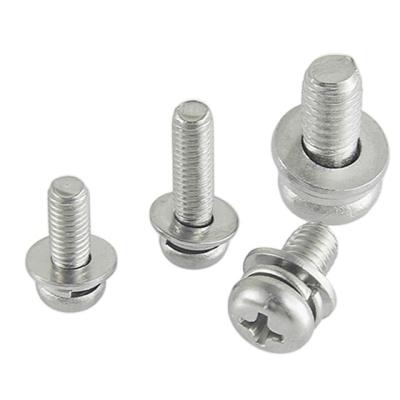 China Carbon Steel Cross Pan Head Combination Bolts With Spring Washer And Flat Gasket for sale