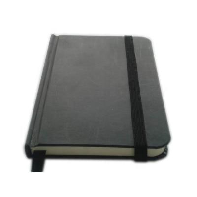 China Promotional Mini Back School Stationery A6 Black Hardcover Book Notebook With Elastic Band for sale