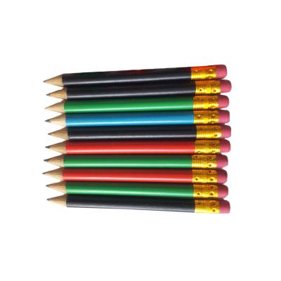 China office & Mini School Pencil 10cm Size Round HB Golf Wooden Pencil With Eraser Topper (HBL15056) for sale