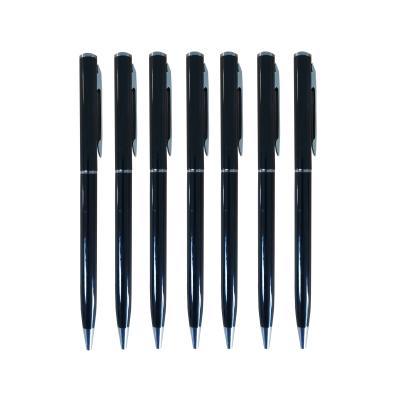 China Hot Customized Promotional Pen Logo Body Ball Pen Twist Black Metal Slim Ball Pen for sale