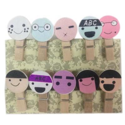 China Europe beautiful craft wooden clip/clothes peg with different face expression designs for sale