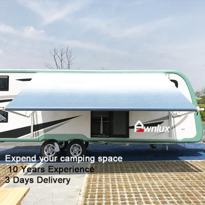 China Anti-UV And Waterproof 100% Power RV Accessories RV Camper Trailer AWNLUX Motorized Electric Caravan Roll Up Tents for sale