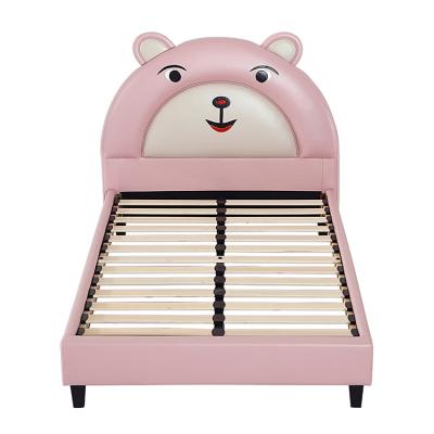 China High-grade High-resilience Furniture Sponge High-grade Wooden Bed Frame Indoor Cute Children's Leathaire Children's Bed for sale