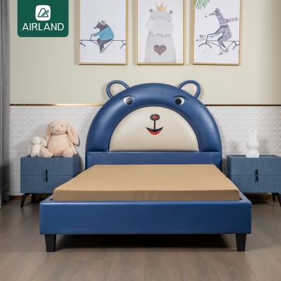 China High quality high quality leather back frame custom made cartoon villa pine hotel frame bed single bed for sale