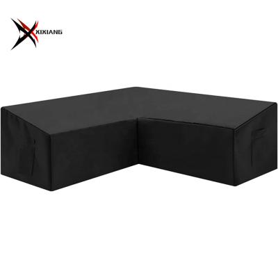 China Customized V-shaped Furniture Waterproof 210D Oxford Patio Sofa Protective Cover Black Waterproof for sale