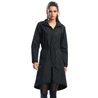 China Women's Black Chiffon Long Coat Lightweight Anorak Wind Coat QUICK DRY for sale