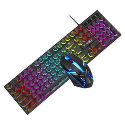 China New Arrival TWOLF Waterproof Keyboard and Mouse Gaming Combo Rainbow LED Backlit Wired Keyboard for PC Game for sale