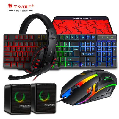 China TWOLF TF850 Gaming Keyboard Mouse Pad Wired Backlight and RGB Waterproof Gaming Headset and Speaker for sale