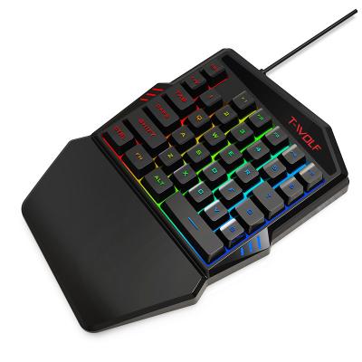 China Gamer Games TWOLF T19 Gaming Single Keyboard 35Keys RGB LED Backlight One-Handed Keyboard On Gamer Amazon Hot Sale for sale