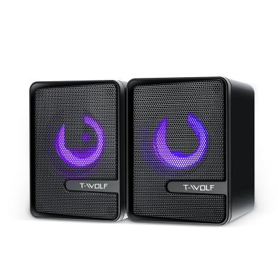 China TWOLF S3 USB 2.0 plastic speaker LED light on hot sale from computer phone mini lounder speaker factory for sale