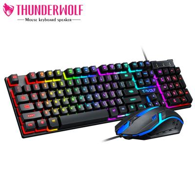 China TWOLF TF200 Plug and Play Wired Keyboard and Mouse Combo Computer Mechanical Feel Backlight for PC LED Rainbow Desk Light for sale