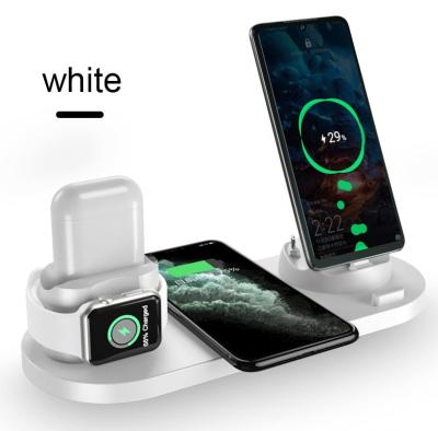 China Multifunctional 6 in 1 Qi Multifuncion Wireless Charging 15w Fast Wireless Charger Stand Charging Station for iPhone for iWatch for Airpods for sale