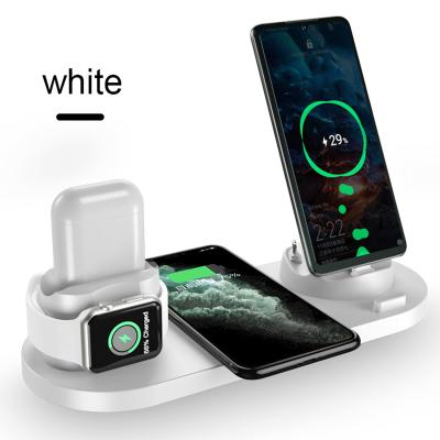 China Multifunctional Universal Qi Wireless Charger Stand 6 in 1 10W Fast Mobile Wireless Charger for Airpod and Smartphone for sale