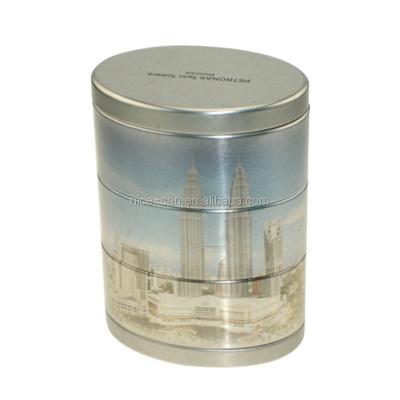 China Recyclable Oval Tea Tin Box Made By Three Layers With Factory Price for sale