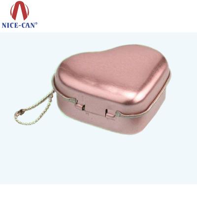 China Recycled Materials Nice-can High Quality Small Heart Shaped Metal Hinged Lid Tin Box for sale