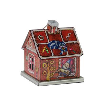 China Europe Christmas candy tin box wholesale mini house shaped lovely tin design house craft for sale