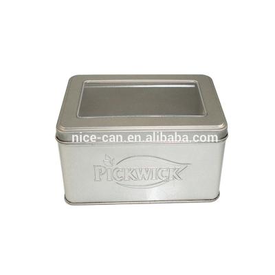 China Recyclable Rectangular Tin Box With PVC Window / Clear Tin Box With PVC Window for sale