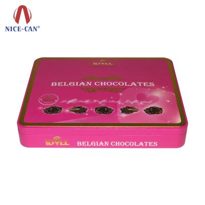 China Custom Printed Tin Metal Box For Storage Rectangle Metal Chocolate Box Chocolate Packaging Containers for sale