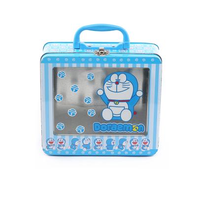 China Recyclable cartoon figure lunch tin box with a window fpr kids for sale