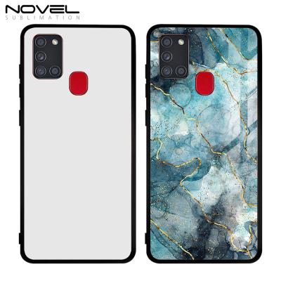 China Custom White Shockproof 2d TPU Tempered Glass Sublimation Phone Case Shell For Samsung A21S for sale