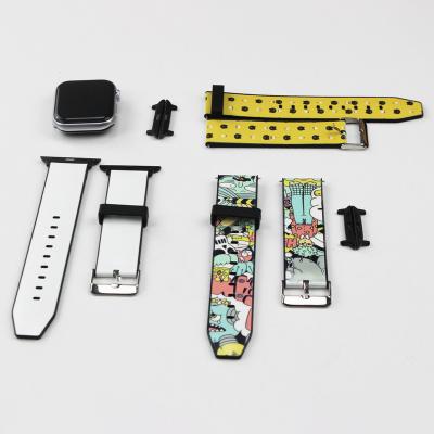 China PU Silicone 38/40/42/44mm Blank Soft Sublimation Eco-friendly Leather Watch Bands For Apple Watch for sale