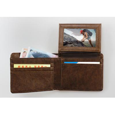 China None Custom Blank Bi-Fold PU Sublimation Leather Men's Wallets With Card Holder for sale