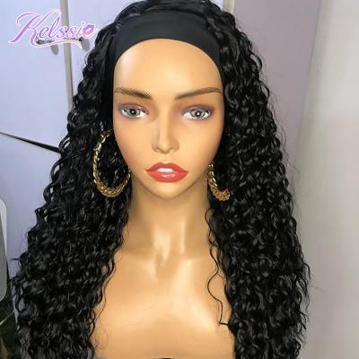 China Body Wave 180% Density Cuticle Alinged Headband Wigs,Short Curly Women's Headband Wigs,Wholesale 40 Inch Full Lace Human Wig for sale