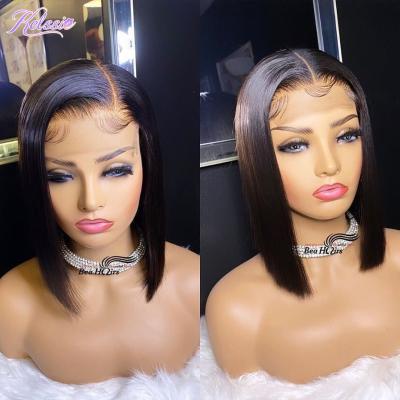 China Cheap Wholesale 12a Inch Silky Straight Wave Hd Inch Brazilian Bob Wig, Vietnamese Short Hair Bob Bang Wig, Cheapest 30 Hd 3d Lace Up Full Lace Wig for sale