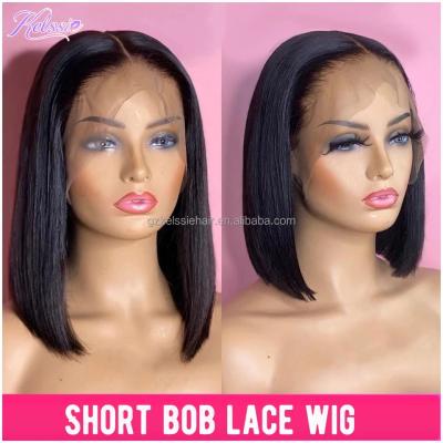 China Wholesale Straight Transparent Lace Bob Human Hair Wig, Unprocessed Full Lace Bob Human Hair Wig, Silky Straight Wave 4x4 Cuticle Aligned Hd Lace Wig for sale