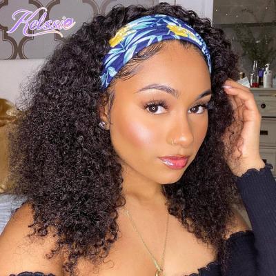 China Wholesale Swiss Lace Raw Indian Curly Hair Headband Wig, 200 400 Density Deepwave Lace Wig, Cheap Blonde Short Deep Wave Headband Wig for sale