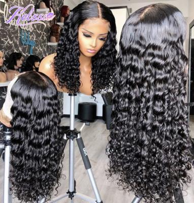 China Cheap Brazilian Lace Front Wig, Deep Wave Virgin Human Hair Lace Front Wig For Black Women, Pre Pluck Lace Wig With Baby Hair for sale