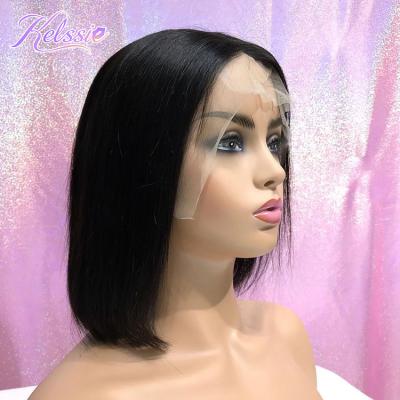 China Wholesale Cheap 4x4 Lace Front Bob Wig, 6 8 12 14 Inch Curly Human Bob Wig, European 180 Density Silky Straight Wave Full Lace Wig From Factory 130% Human Hair for sale