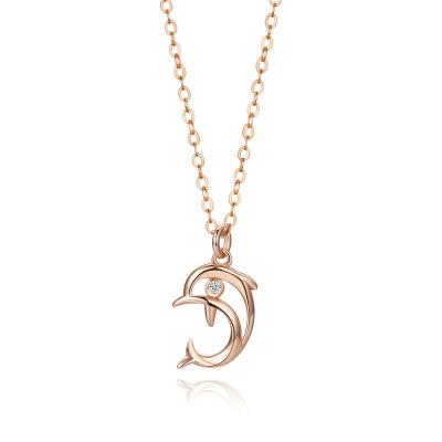 China 2021 new FASHIONABLE korean dolphin necklace 925 edition hollow hollow drill pendant tiktok factory direct sale with the same a net red for sale