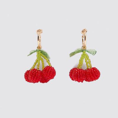 China FASHIONABLE European and American exaggerated handmade rice beads cherry pineapple earrings creative beautiful fruit acrylic earrings for sale