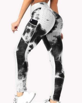 China wholesale high quality custom Anti-wrinkle tie dye sportswear pants for ladies high waist fitness yoga legging for sale