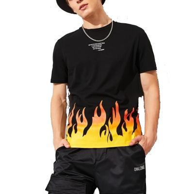 China Wholesale Custom High Quality Men's T-shirt Flame Graphic Round Collar T-shirt Breathable Quick Dry Men Anti-Wrinkle for sale