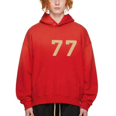 China Custom Hot Sale Anti-wrinkle Oversized Hoodies Long Sleeve 100% Cotton Fleece Red Hoodie For Men for sale