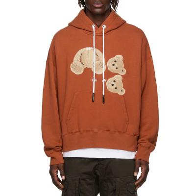 China Logo Hat Rope Anti-wrinkle Terry Hoodie For Men Warm Oversized Custom 100% Cotton Orange for sale