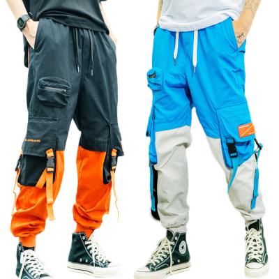 China 2020 new design mens streetwear pants color block QUICK DRY cargo pants with side pockets for sale