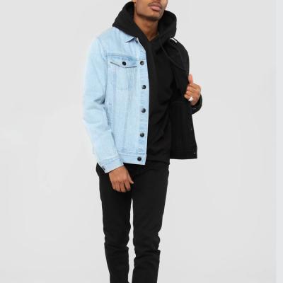 China Viable Chinese Supplier New Style Wholesale Custom Black / Blue Two Tone Mens Casual Denim Jackets for sale